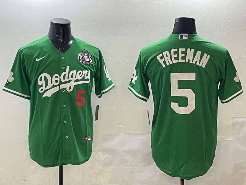 Men Los Angeles Dodgers #5 Freeman Green Fashion 2025 Nike MLB Jersey style 2